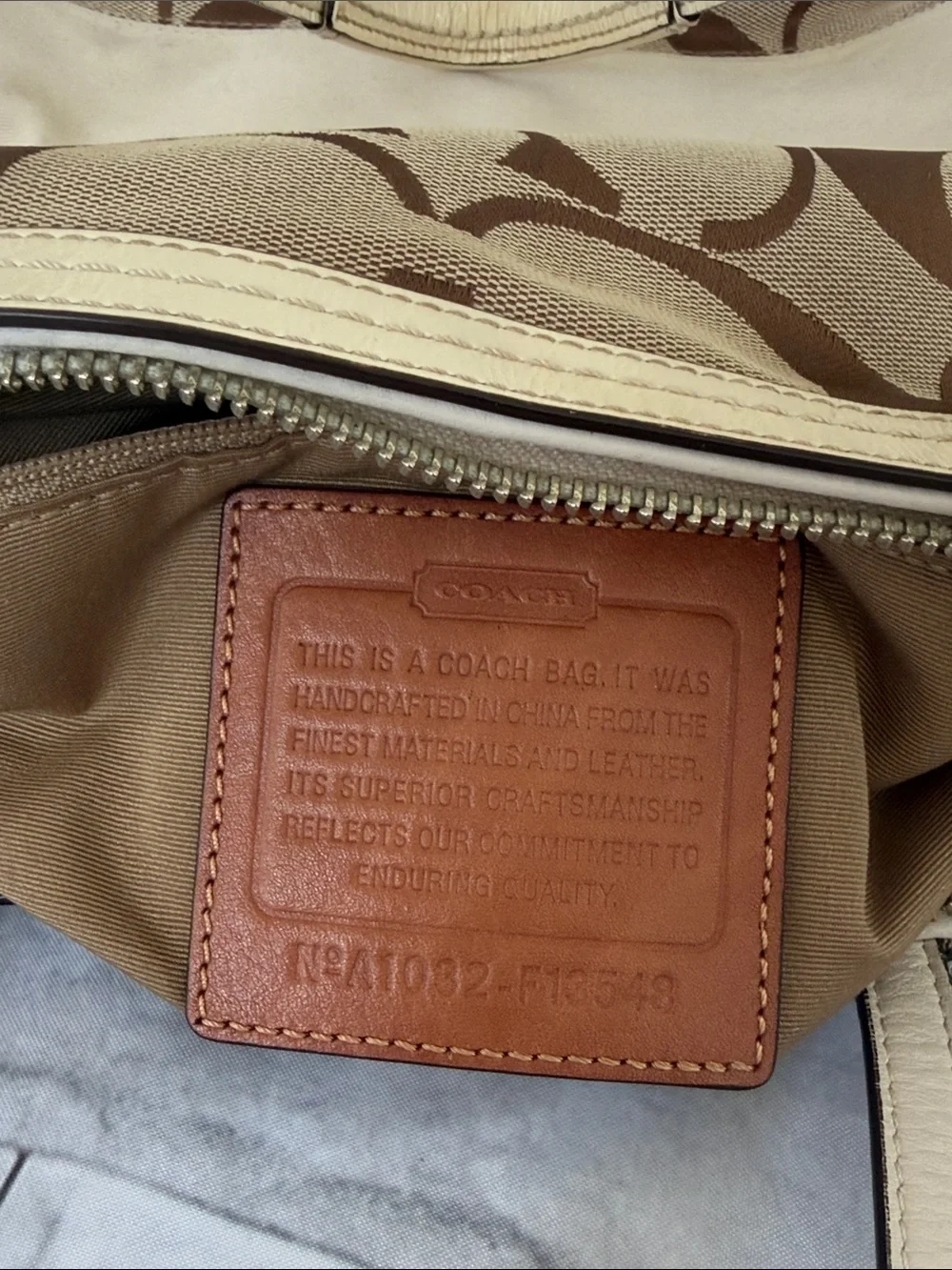 COACH Monogrammed CC handbag tan leather